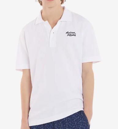  메종키츠네 폴로 티셔츠 MM00201KJ7010M186 WHITE BLACK DOM - MAISON KITSUNE