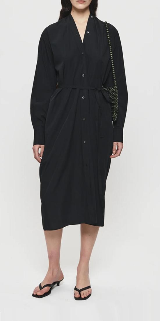  6397 롱 원피스 칼라리스 셔츠드레스 블랙 - 6397