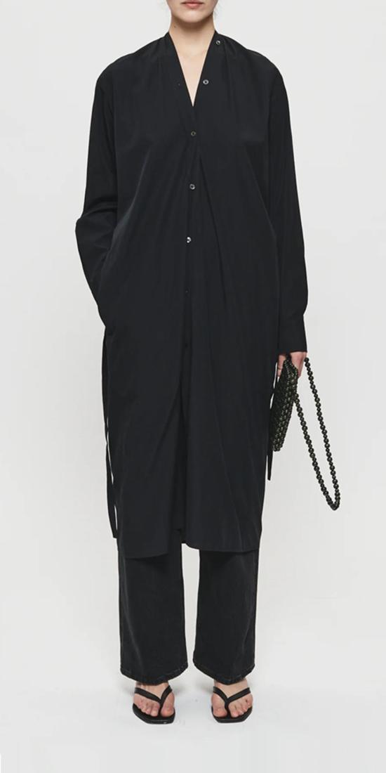  6397 롱 원피스 칼라리스 셔츠드레스 블랙 - 6397