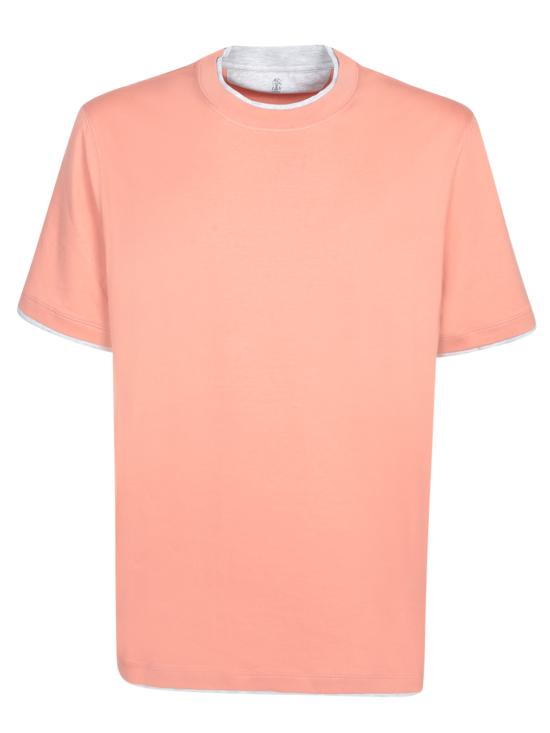 25SS 브루넬로 쿠치넬리 자수 로고 티셔츠 M0B137427 CEO08 Pink