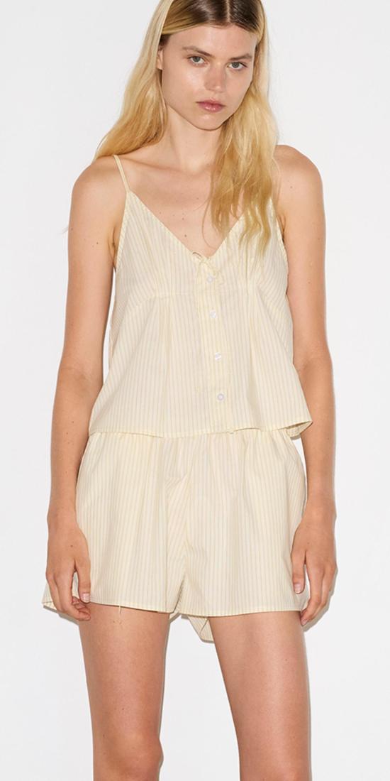  데이지 스튜디오 언더웨어 플래킷 숏 세트 버터 스트라이프 - DEIJI STUDIO