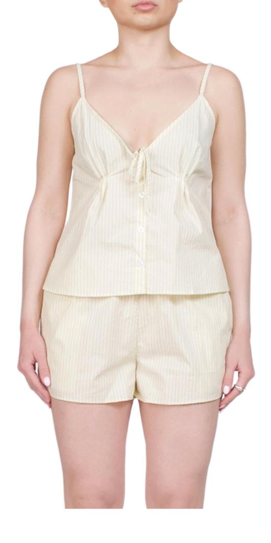  데이지 스튜디오 라운지 웨어 플래킷 숏 세트 버터 스트라이프