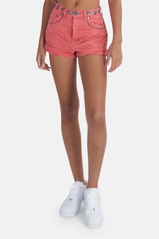  원티스푼 데님 숏팬츠 1티스푼 스터드 밴디트 쇼트 코럴 - ONE TEASPOON