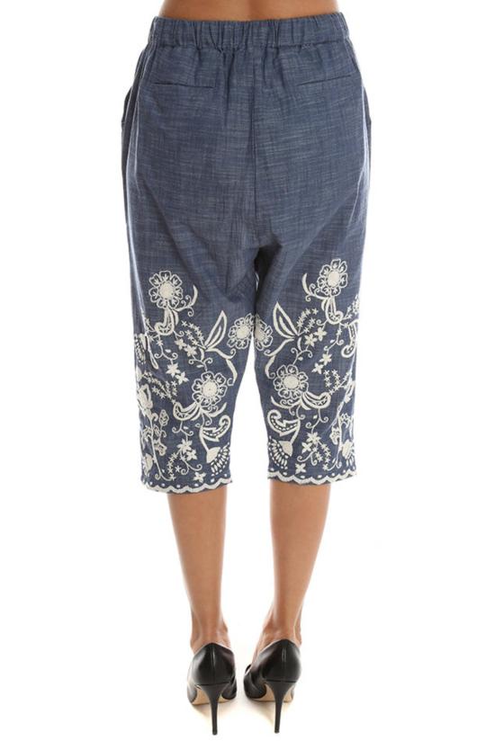  씨뉴욕 숏팬츠 Sea Ny Sea 핸드 스티치 크롭 팬츠 데님 샴브레이 - SEA NY