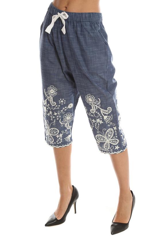  씨뉴욕 숏팬츠 Sea Ny Sea 핸드 스티치 크롭 팬츠 데님 샴브레이 - SEA NY