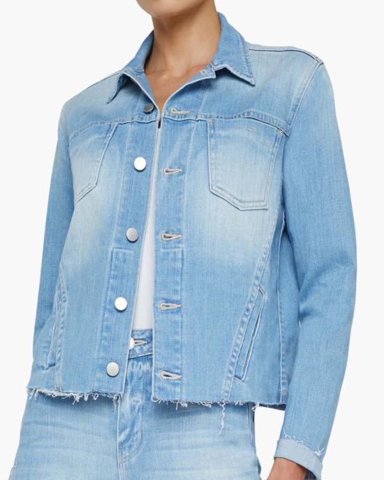  라장스 데님 자켓 L'agence Janelle 슬림 로우 재킷