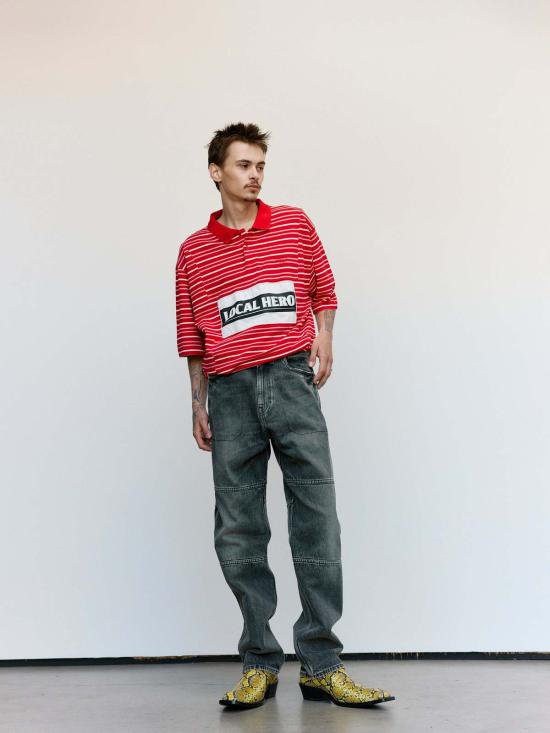  마틴로즈 후드 티셔츠 마틴 로즈 오버사이즈 패널 폴로 레드/화이트 - MARTINE ROSE