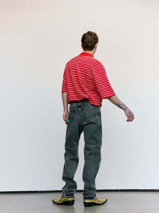  마틴로즈 후드 티셔츠 마틴 로즈 오버사이즈 패널 폴로 레드/화이트 - MARTINE ROSE