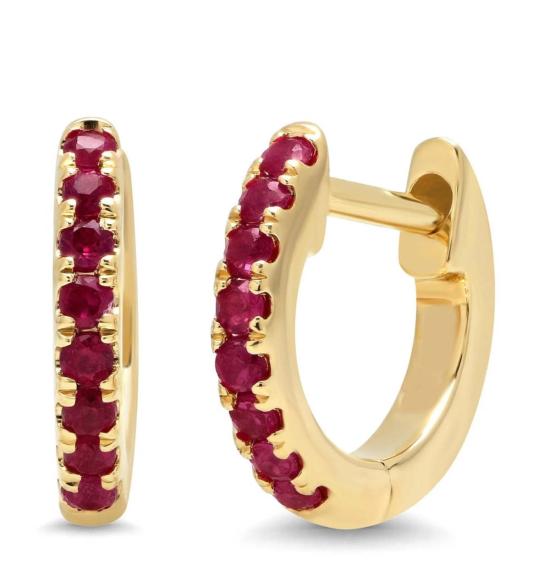  에리네스 이어링 미니 루비 허기스  14k Yg