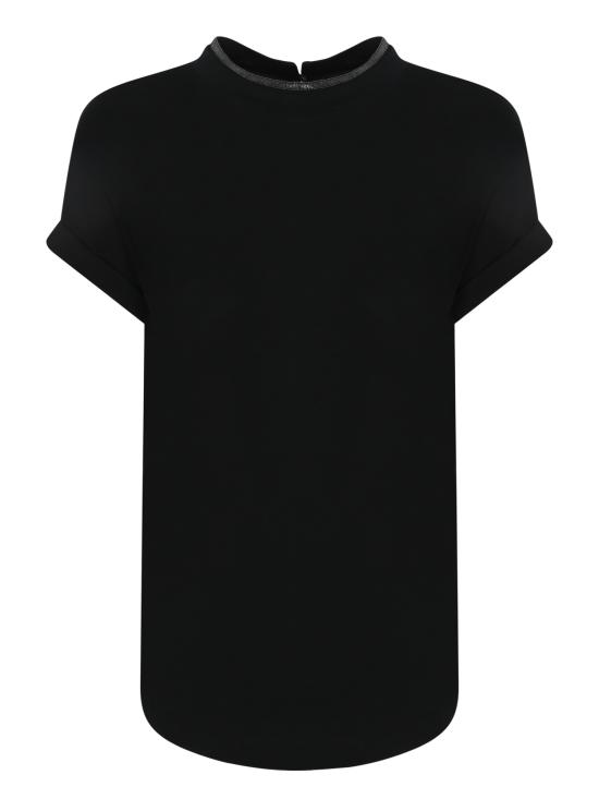 25SS 브루넬로 쿠치넬리 콘트라스트 트림 코튼 티셔츠 M0T18BD200 C101 Black