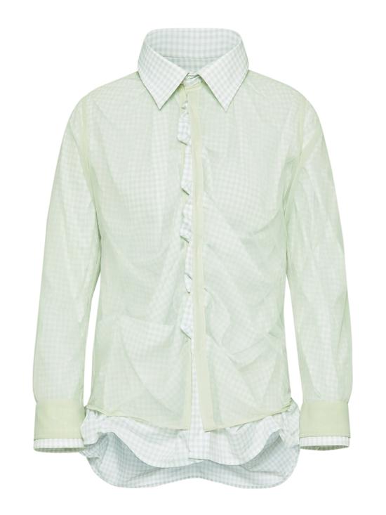 25SS 마르지엘라 셔츠 S51DT0016MTJ024688 PALE GREEN AND LIGHT GREEN WHITE Green