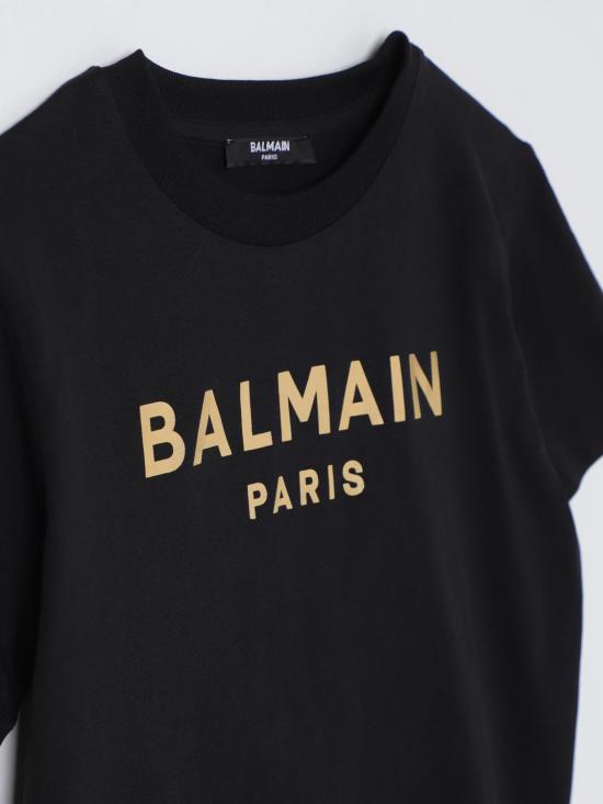 25FW [키즈] 발망 티셔츠 BS8R01Z0082 930OR Black 1 - BALMAIN