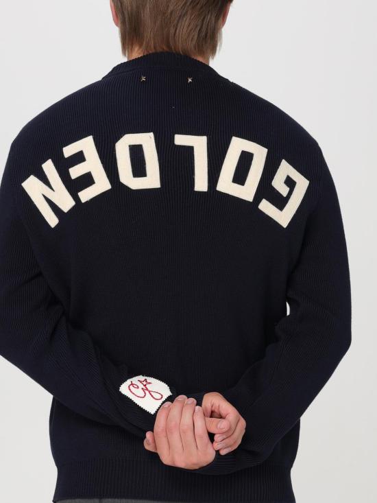 26SS 골든구스 로고 코튼 라운드넥 스웨터 GMP00841P00066250486 Navy - GOLDEN GOOSE