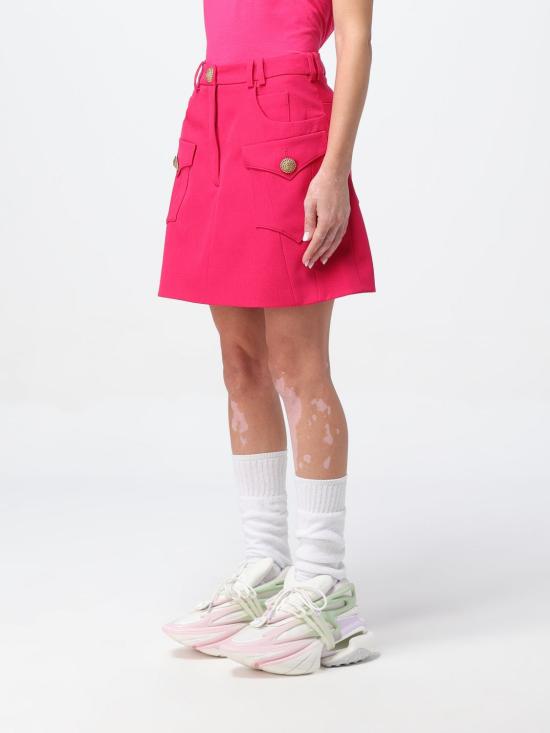  발망 스커트 CF1LA359WC09 4DK Fuchsia - BALMAIN