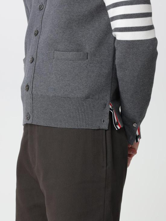  톰브라운 코튼 밀라노 스티치 4바 V넥 가디건 MKC171A00219 035 Grey - THOM BROWNE