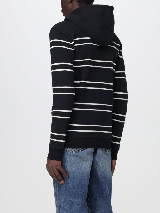 25FW 생로랑 로고 자수 스트라이프 후드 759979Y37IZ 1095 Black - SAINT LAURENT