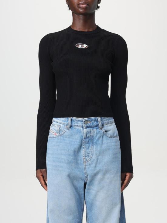 25FW 디젤 M-발라리 오발 D 립 니트 비스코스 블렌드 탑 A153280DLAX 9XX Black