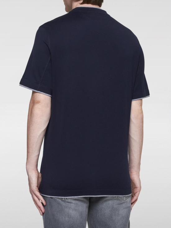 26SS 브루넬로 쿠치넬리 자수 로고 티셔츠 M0B137427 CD325 Navy - BRUNELLO CUCINELLI