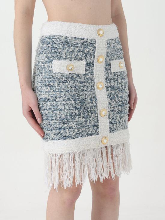 25FW 발망 스커트 CF1LB293KF88 SLJ Gnawed Blue - BALMAIN