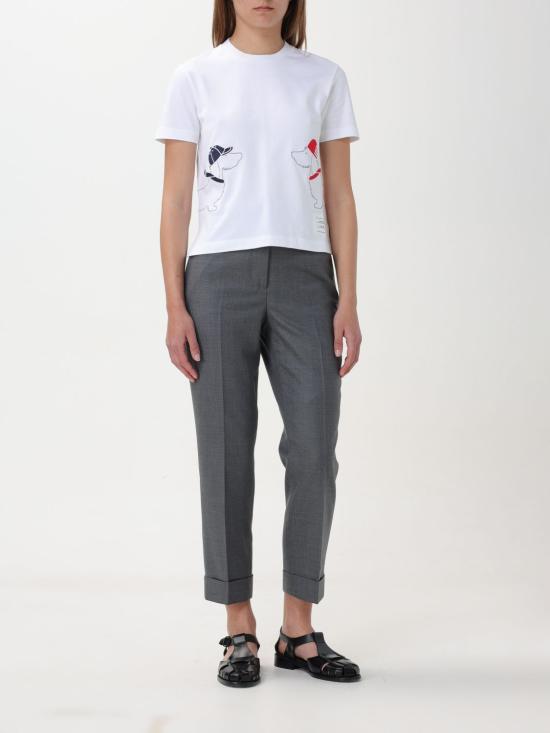 25FW 톰브라운 반팔 티셔츠 FJS167EJ0058 100 White - THOM BROWNE