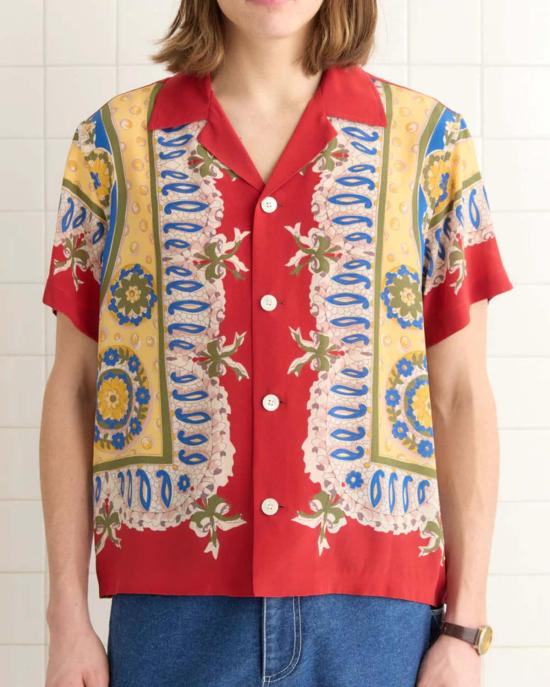  보디 반팔 셔츠 보드 브리콜라주 Ss 셔츠 레드 멀티 - BODE