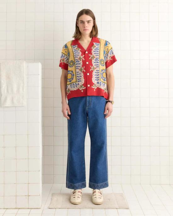  보디 반팔 셔츠 보드 브리콜라주 Ss 셔츠 레드 멀티