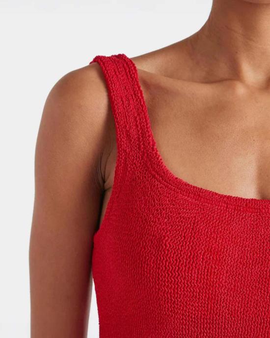  훈자 지 원피스 수영복 Hunza G 스퀘어넥 스윔 레드 - HUNZA G