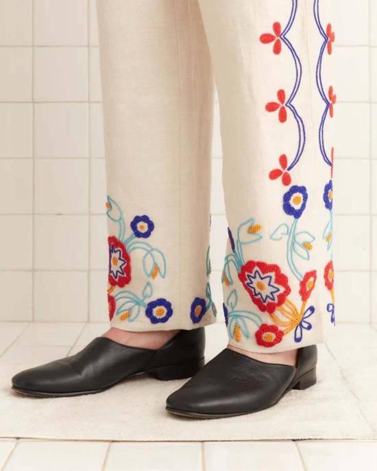  보디 스트레이트 팬츠 보드 비즈 가든 파티  에크루 멀티 - BODE