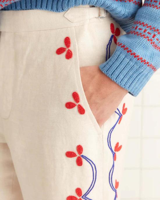  보디 스트레이트 팬츠 보드 비즈 가든 파티  에크루 멀티 - BODE