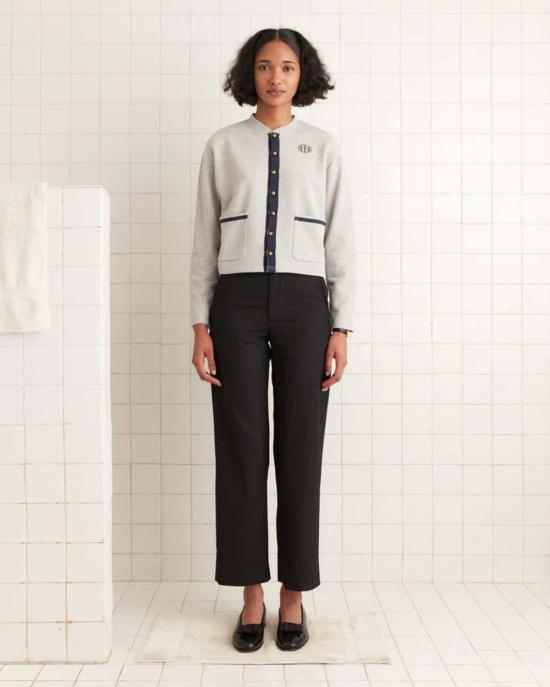  보디 가디건 보드 헤더드 카디건 그레이