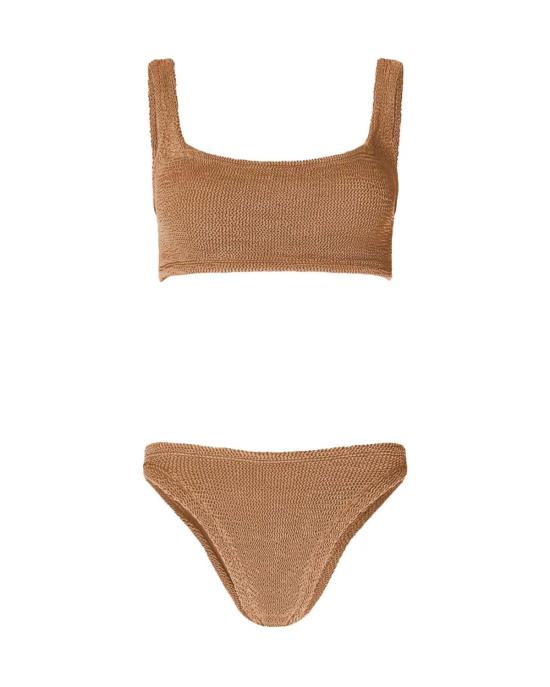 훈자 지 비키니 수영복 Hunza G Xandra 비키니 메탈릭 코코아