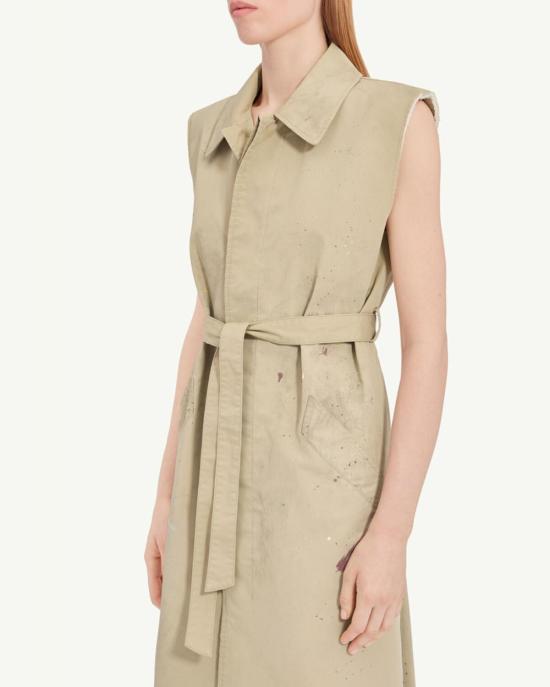  MM6 메종마르지엘라 트렌치 코트 Mm6 Maison Margiela 슬리브리스  베이지 페인트 스플래터 - MM6 MAISON MARGIELA