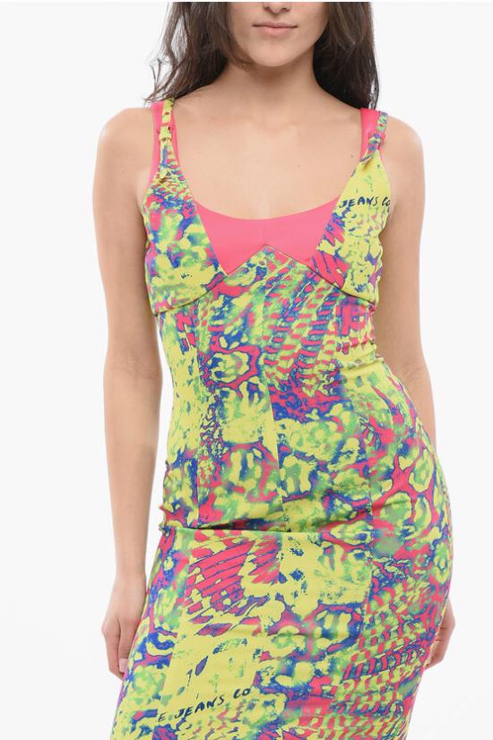  베르사체 미디 원피스 76HAO919 NS397 609 Giallo Verde - VERSACE