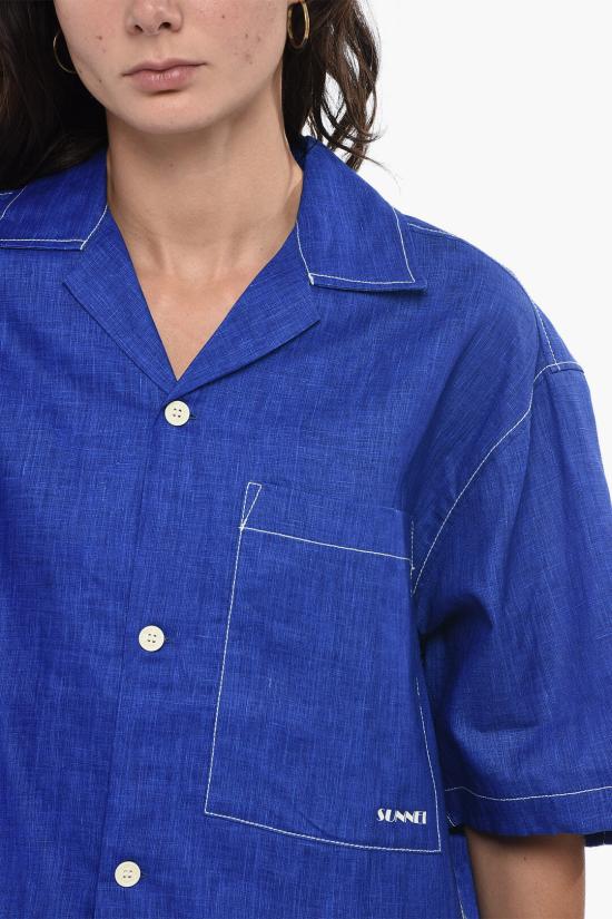  써네이 반팔 셔츠 MRTWMSHR018LIN001 EBL Blue - SUNNEI