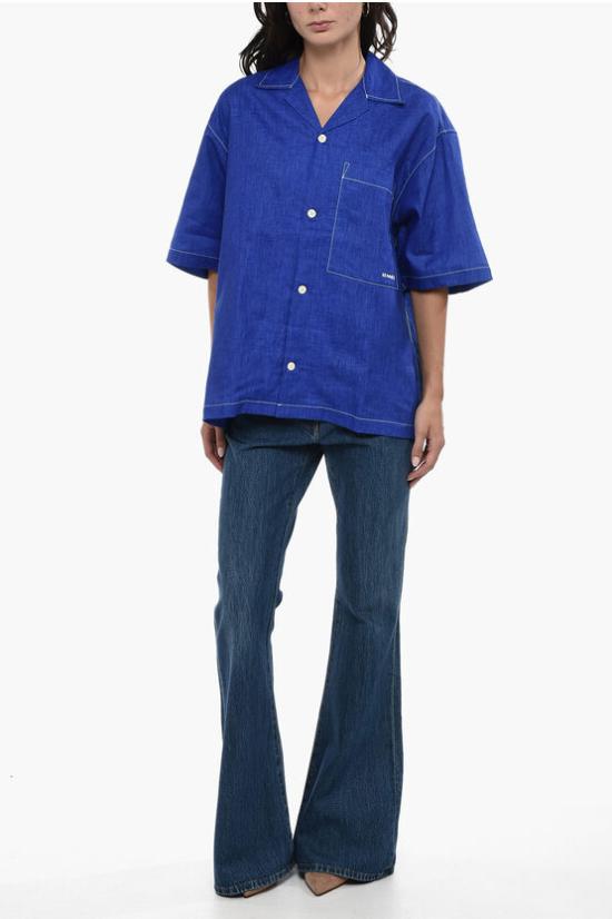  써네이 반팔 셔츠 MRTWMSHR018LIN001 EBL Blue - SUNNEI