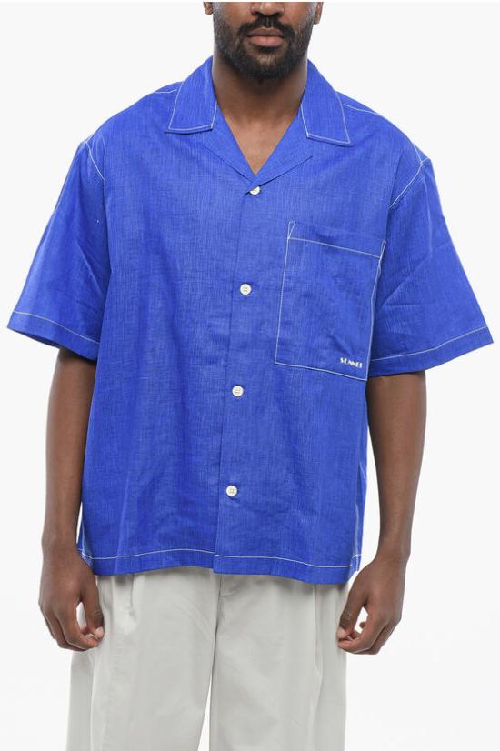  써네이 반팔 셔츠 MRTWMSHR018LIN001 EBL Blue - SUNNEI