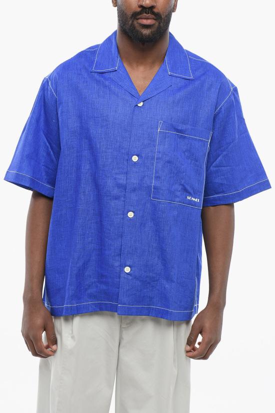  써네이 반팔 셔츠 MRTWMSHR018LIN001 EBL Blue - SUNNEI