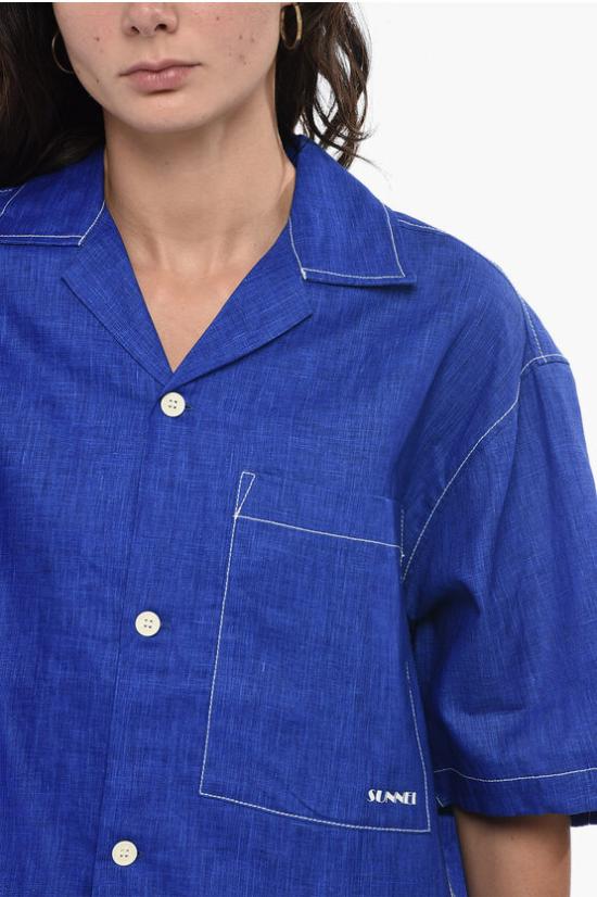  써네이 반팔 셔츠 MRTWMSHR018LIN001 EBL Blue - SUNNEI