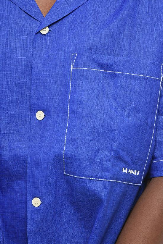  써네이 반팔 셔츠 MRTWMSHR018LIN001 EBL Blue - SUNNEI