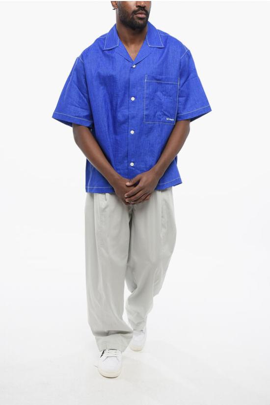  써네이 반팔 셔츠 MRTWMSHR018LIN001 EBL Blue - SUNNEI