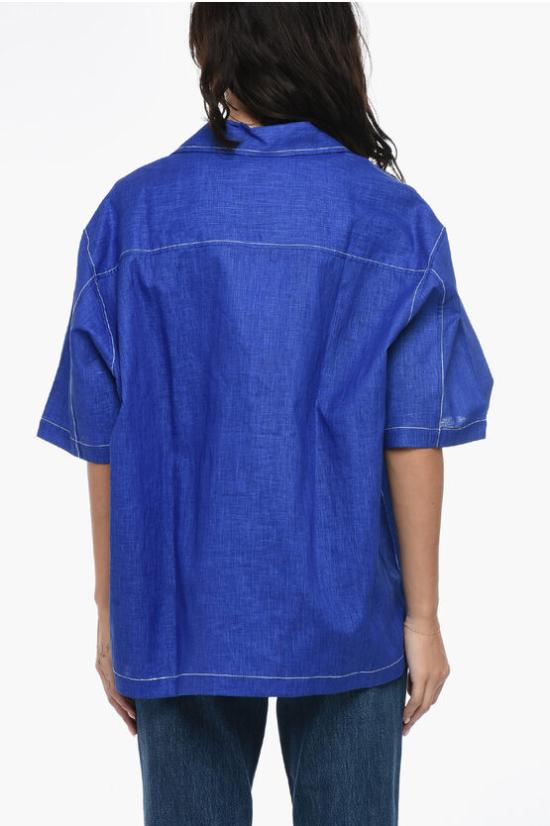  써네이 반팔 셔츠 MRTWMSHR018LIN001 EBL Blue - SUNNEI