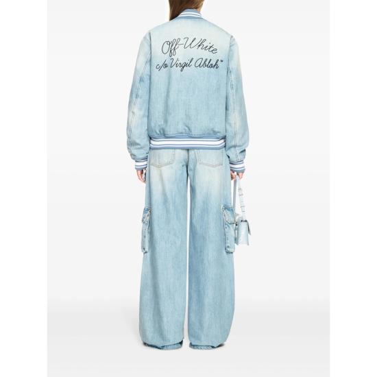 25SS 오프화이트 봄버 자켓 OWEK006S25DE N001 4010 BLUE - OFF WHITE