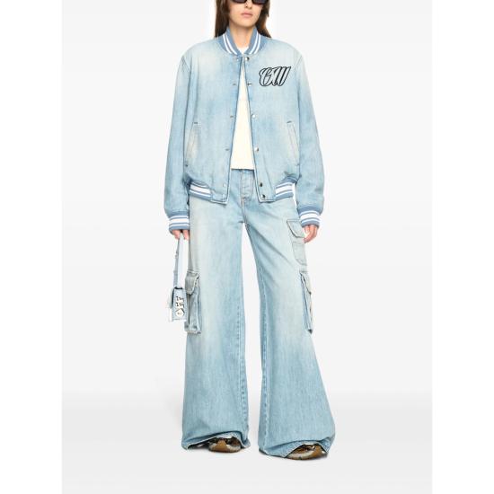 25SS 오프화이트 봄버 자켓 OWEK006S25DE N001 4010 BLUE - OFF WHITE
