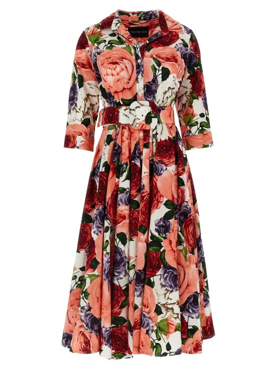 25SS 사만다 성 미디 원피스 ABELIADRESS34SWHITECORAL Multicolor