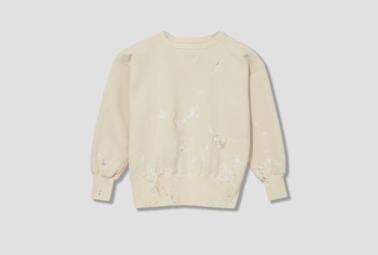 25SS 타이가 타카하시 긴팔 티셔츠 LOT.603 스웨트 셔츠 - 아이보리 페인트 TTSS25603