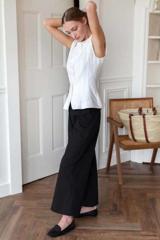  에머슨 프라이 블라우스 아이리스 슬리브리스 탑 아이보리 - EMERSON FRY