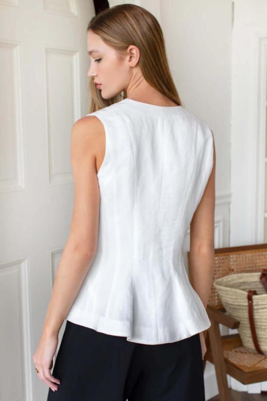  에머슨 프라이 블라우스 아이리스 슬리브리스 탑 아이보리 - EMERSON FRY