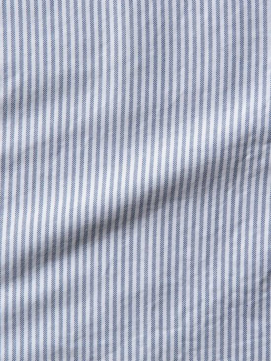  빔스 긴팔 셔츠 플러스 B.D. 옥스포드 캔디 스트라이프  블루 - BEAMS