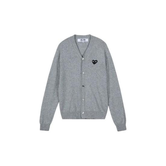 26SS 꼼데가르송 플레이 블랙 하트 니트 가디건 AX N024 051 2 AZ N024 051 2 LGRAY DOM
