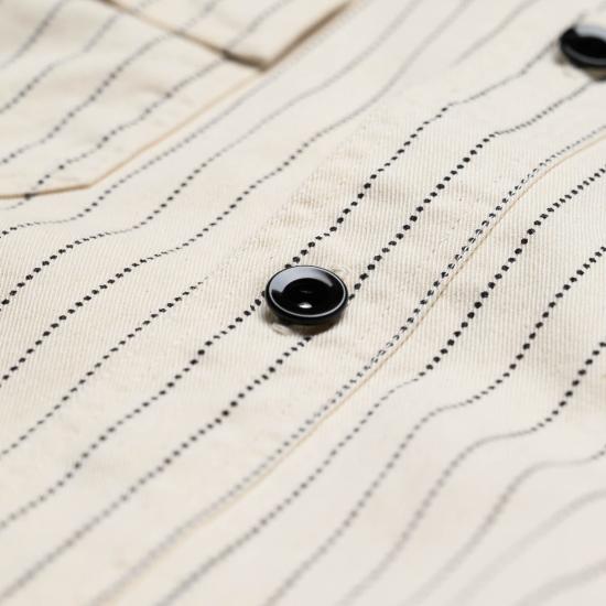  슈가케인 긴팔 셔츠 사탕수수 소설 로맨스 작업  화이트 와바시 스트라이프 - SUGAR CANE